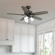 Hunter 52 inch Indoor Ceiling Fan with LED Lights - Bronze Ceiling Fan with Pull Chain, For Bedroom or Living Room, Standard Mount, No Remote, 5 Blades, Includes Bulbs - Builder 52732, Noble Bronze