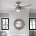 thumbnail image 1 of Hunter 52 inch Indoor Ceiling Fan with LED Light and Remote Control - Standard Mount Ceiling Fan, 5 Blades, For Bedroom, Living Room, or Kitchen, Quiet - Burroughs 52423, Matte Silver, 1 of 17