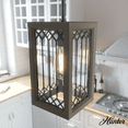 thumbnail image 1 of Hunter - Chevron 1-light Rustic Iron, Mini Pendant Light, Dimmable, Casual Style, Rectangle Shaped, for Bedrooms, Kitchens, Dining, Living Rooms - 19973, 1 of 7