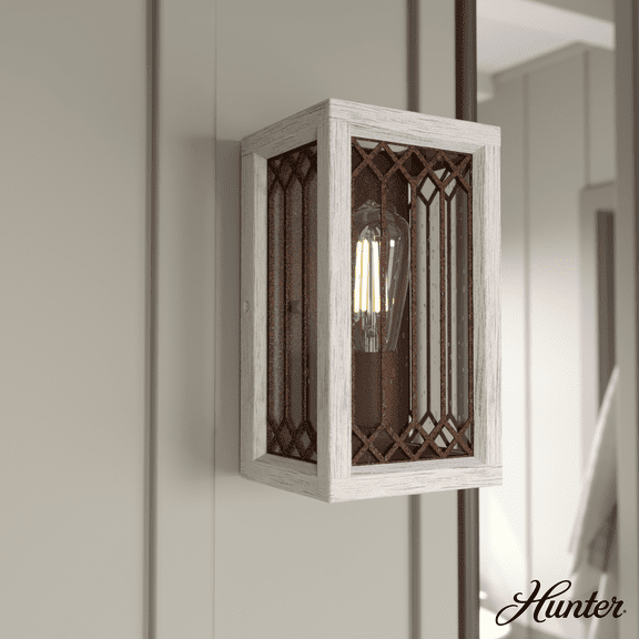 Hunter - Chevron 1-light Textured Rust, Small Sconce Light, Dimmable, Casual Style, for Bedrooms, Kitchens, Dining, Living Rooms - 19972