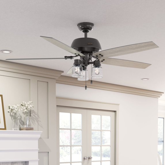 Hunter - Churchwell Indoor Ceiling Fan With Light, 60-inch, Noble Bronze, Casual-style, 3-speed WhisperWind Motor, 51200, for living rooms, bedrooms, home offices, kitchens