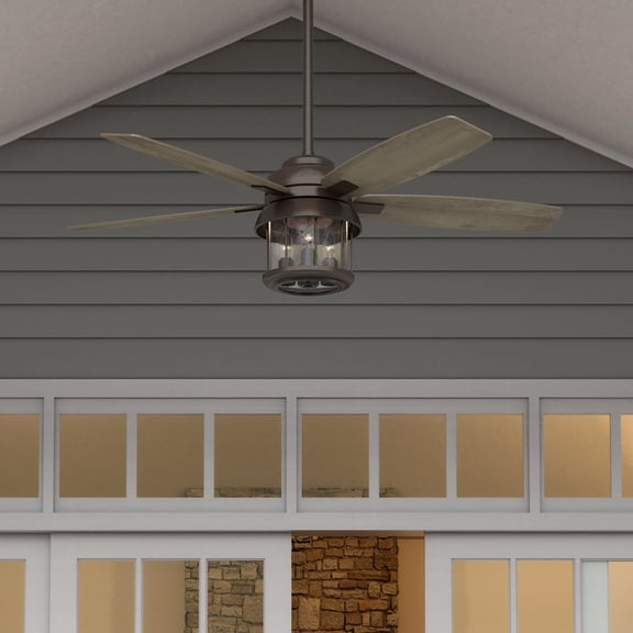 Hunter 52 inch Outdoor or Indoor Ceiling Fan with LED Lights and Remote Control - Standard Mount Ceiling Fan, 5 Blades, For Patio, Porch, Garage, or Living Room - Coral Bay 51469, Weathered Copper