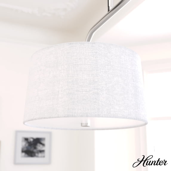 Hunter - Cottage Hill 4-light Brushed Nickel, Large Chandelier, Dimmable, Modern Style, Linear Shaped, for Bedrooms, Dining, Living Rooms - 19892