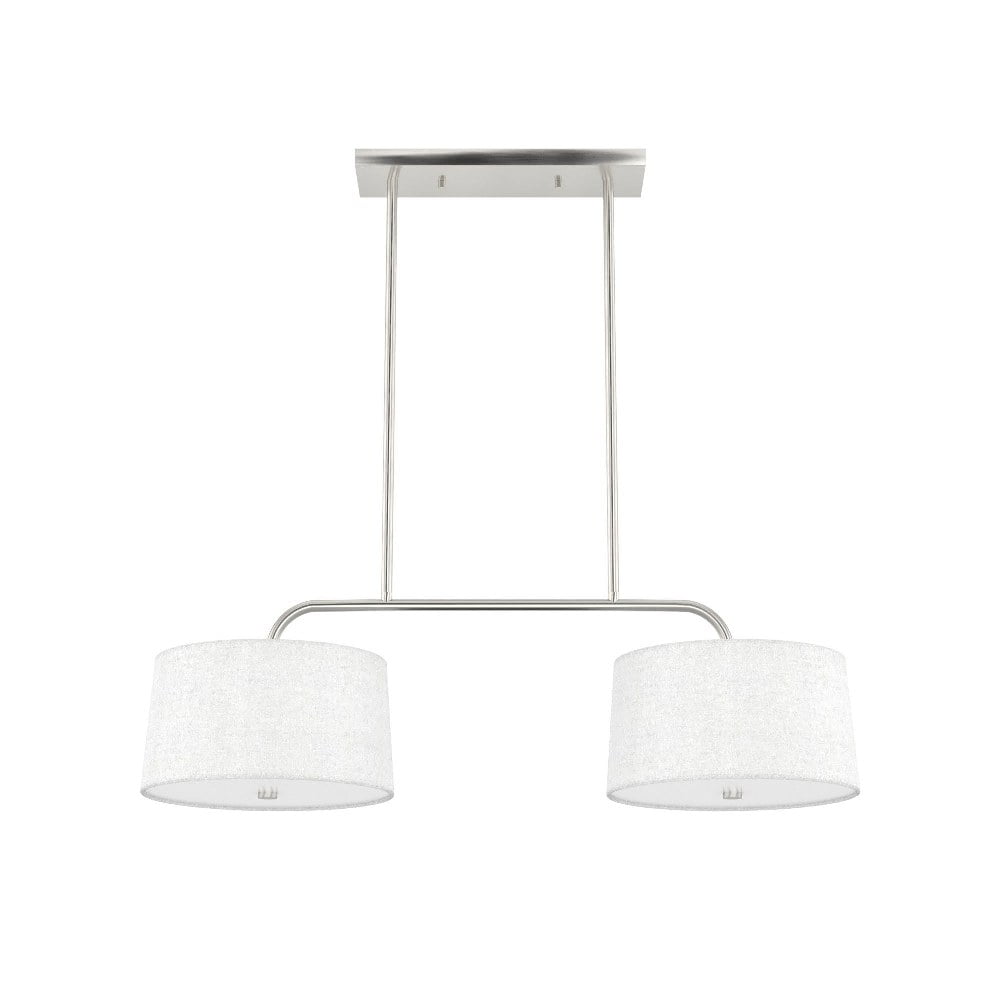Cottage Hill Brushed Nickel 4-Light Linear Island Pendant with Off-White Linen Shade