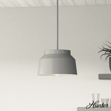 Hunter - Cranbrook 1-light Dove Grey, Medium Size Pendant Light, Dimmable, Modern Style, Bell Shaped, for Bedrooms, Kitchens, Dining, Living Rooms - 19024