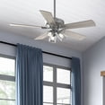 thumbnail image 1 of Hunter 52 inch Indoor Ceiling Fan with LED Lights and Remote Control - Standard Mount Ceiling Fan, 5 Blades, For Bedroom, Living Room, or Kitchen, 3 inch Downrod - Crestfield 51857, Matte Silver, 1 of 17