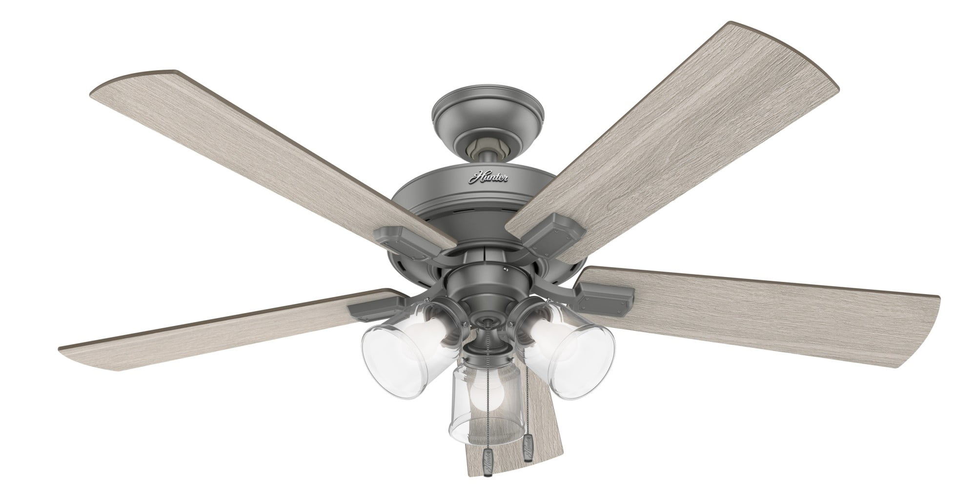 52" Matte Silver Farmhouse Ceiling Fan with LED Light Kit