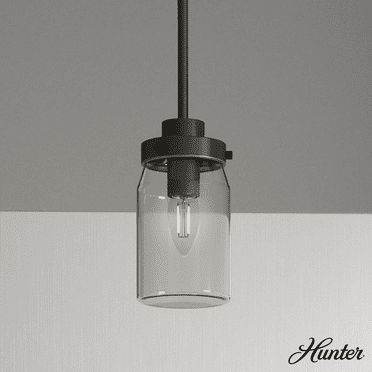 Hunter - Devon Park 1-light Onyx Bengal, Mini Pendant Light, Dimmable, Rustic Style, Cylinder Shaped, for Bedrooms, Kitchens, Dining, Living Rooms - 19008