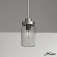 thumbnail image 1 of Hunter - Devon Park 1-light Brushed Nickel, Mini Pendant Light, Dimmable, Rustic Style, Cylinder Shaped, for Bedrooms, Dining, Living Rooms - 19009, 1 of 11