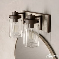 Hunter - Devon Park 2-light Onyx Bengal, Small Vanity Light, Dimmable, Rustic Style, for Bedrooms, Dining, Living Rooms - 48018