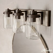 Hunter - Devon Park 3-light Onyx Bengal, Medium Size Vanity Light, Dimmable, Rustic Style, for Bedrooms, Dining, Living Rooms - 48021