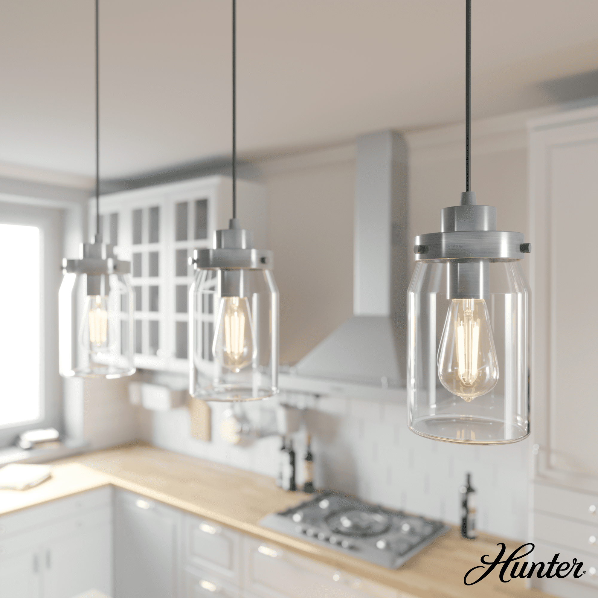 Devon Park Brushed Nickel 3-Light Farmhouse Jar Pendant