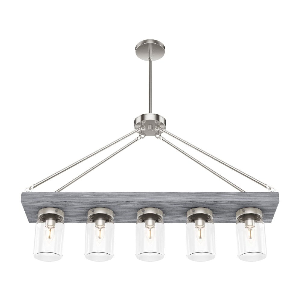 Devon Park Brushed Nickel 5-Light Mason Jar Chandelier