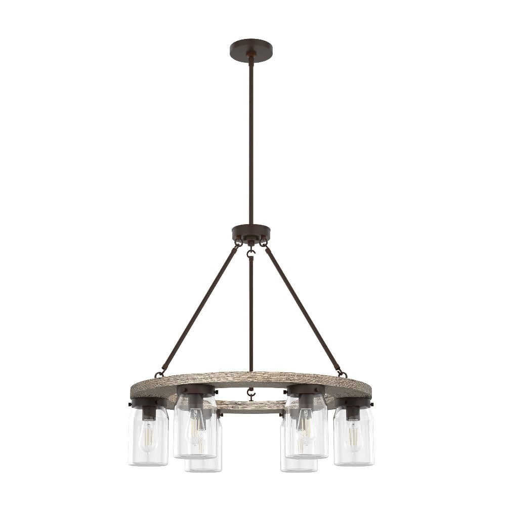 Onyx Bengal Rustic Wood & Bronze 6-Light Chandelier