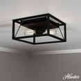 thumbnail image 1 of Hunter - Doherty 2-light Natural Black Iron, Medium Size Flush Mount Light, Dimmable, Industrial Style, Square Shaped, for Bedrooms, Dining, Living Rooms - 19410, 1 of 5