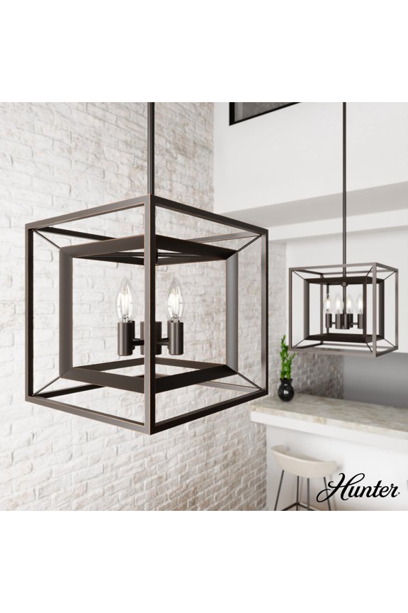 - Doherty 4-light Onyx Bengal, Medium Size Pendant Light, Dimmable, Industrial Style, Square Shaped, for Bedrooms, Dining, Living Rooms - 19413