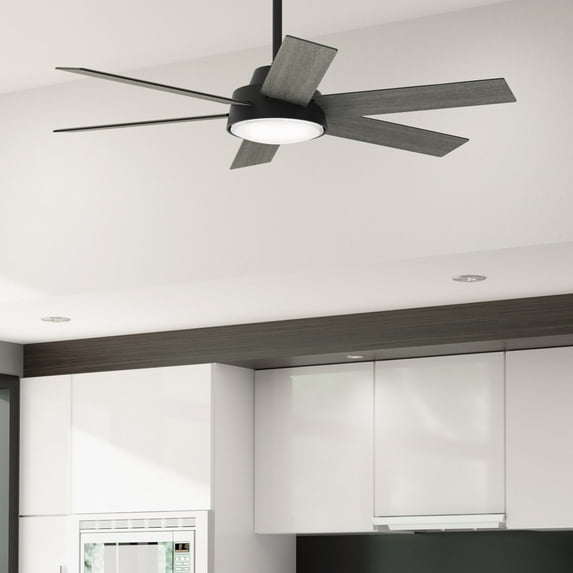 Hunter - Donatella Indoor Ceiling Fan With Light, Remote, 52-inch, Matte Black, Modern-style, 4-speed WhisperWind Motor, 51853, for Living Rooms, Bedrooms