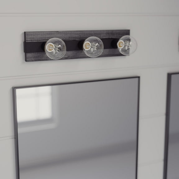 Hunter - Donelson 3-light Natural Black Iron, Medium Size Vanity Light, Dimmable, Transitional Style, for Bedrooms, Dining, Living Rooms - 19061