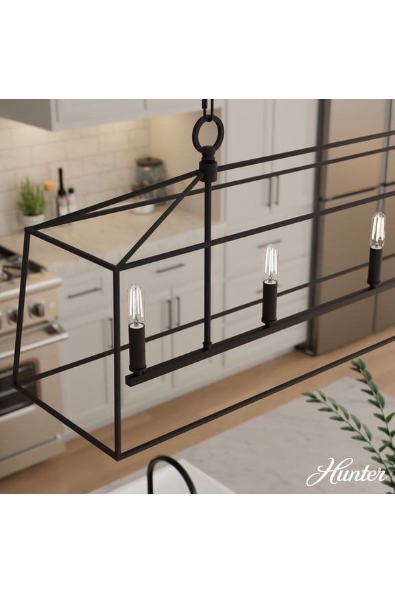 - Fair Oaks 4-light Matte Black, Extra Large Chandelier, Dimmable, Formal Style, Linear Shaped, for Bedrooms, Dining, Living Rooms - 13099