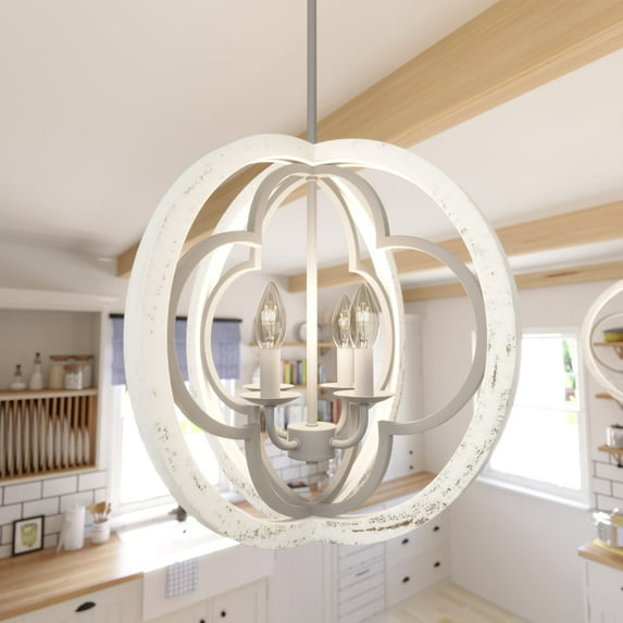 Hunter - Gablecrest 4-light Painted Concrete, Medium Size Pendant Light, Dimmable, Transitional Style, Sphere Shaped, for Bedrooms, Dining, Living Rooms - 19094