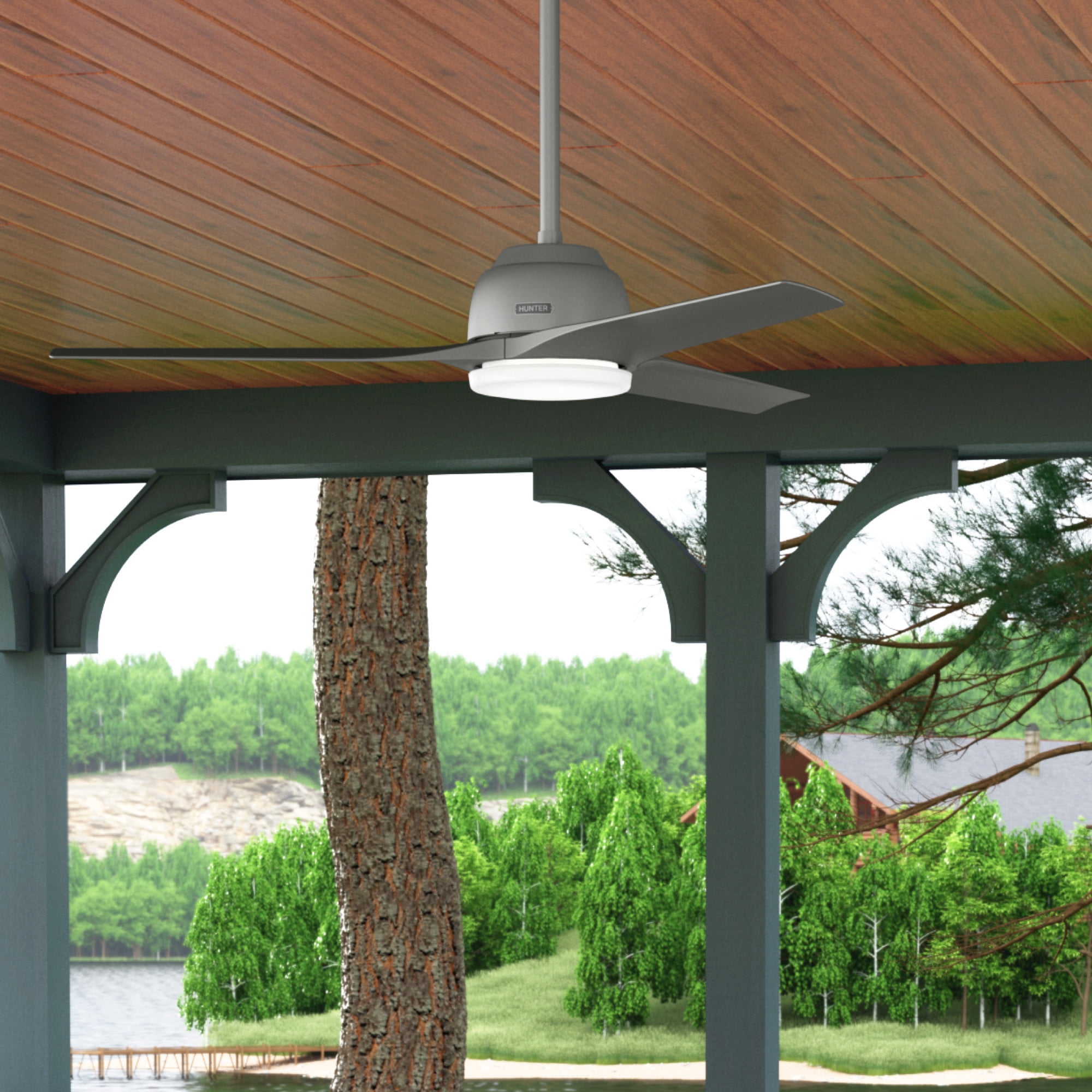 Matte Silver 52" 3-Blade Ceiling Fan with LED Light and Remote