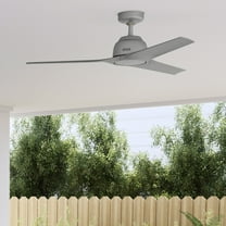 Hunter - Gallegos Indoor/Outdoor Ceiling Fan, Wall Control, 52-inch, Matte Silver, Modern-style, 3-speed WhisperWind Motor, 51584, for Porches, Bathrooms