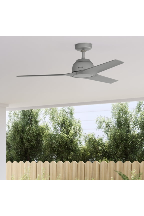 - Gallegos Indoor/Outdoor Ceiling Fan, Wall Control, 52-inch, Matte Silver, Modern-style, 3-speed WhisperWind Motor, 51584, for Porches, Bathrooms
