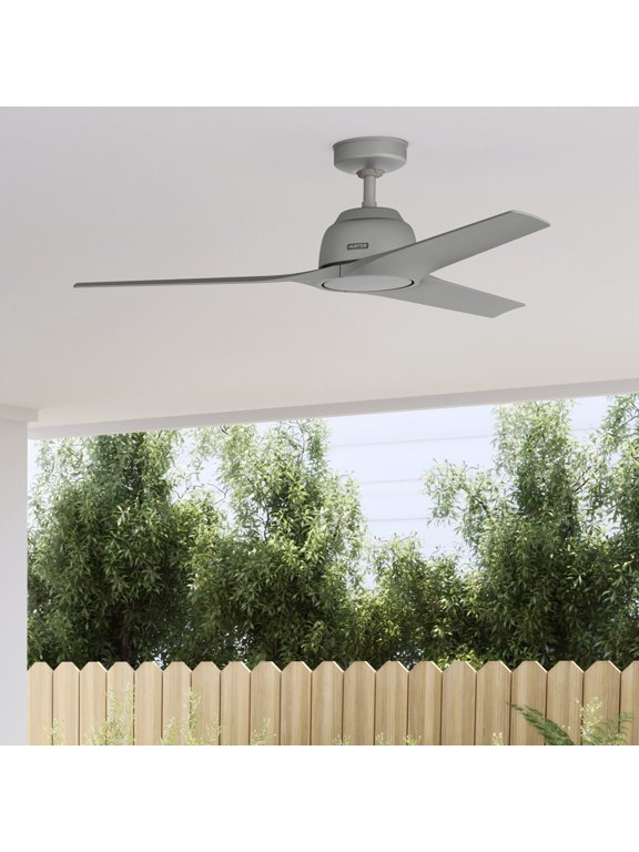 - Gallegos Indoor/Outdoor Ceiling Fan, Wall Control, 52-inch, Matte Silver, Modern-style, 3-speed WhisperWind Motor, 51584, for Porches, Bathrooms