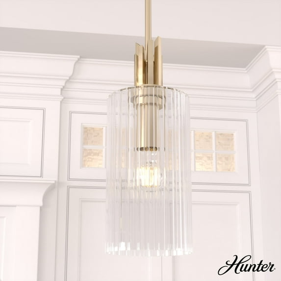 Hunter - Gatz 1-light Alturas Gold, Mini Pendant Light, Dimmable, Modern Style, Cylinder Shaped, for Bedrooms, Dining, Living Rooms - 19791