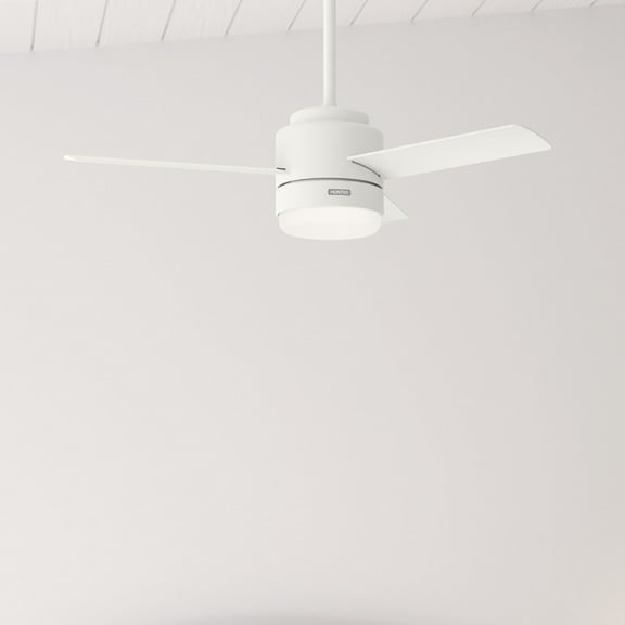 Hunter - Gilmour Indoor/Outdoor Ceiling Fan With Light, Remote, 44-inch, Matte White, Casual-style, 3-speed WhisperWind Motor, 51846, for Porches, Bathrooms
