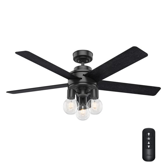 Hunter 52" Hardwick Lighted Ceiling Fan Matte Black Finish with Integrated LED and Handheld Control