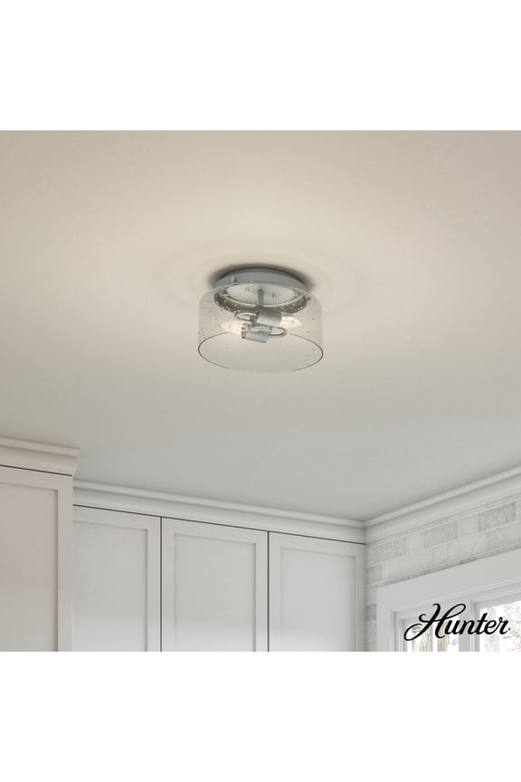 - Hartland 2-light Matte Silver, Medium Size Flush Mount Light, Dimmable, Casual Style, Round Shaped, for Bedrooms, Dining, Living Rooms - 19014