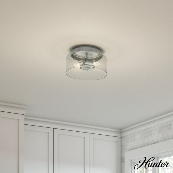Hunter - Hartland 2-light Matte Silver, Medium Size Flush Mount Light, Dimmable, Casual Style, Round Shaped, for Bedrooms, Dining, Living Rooms - 19014