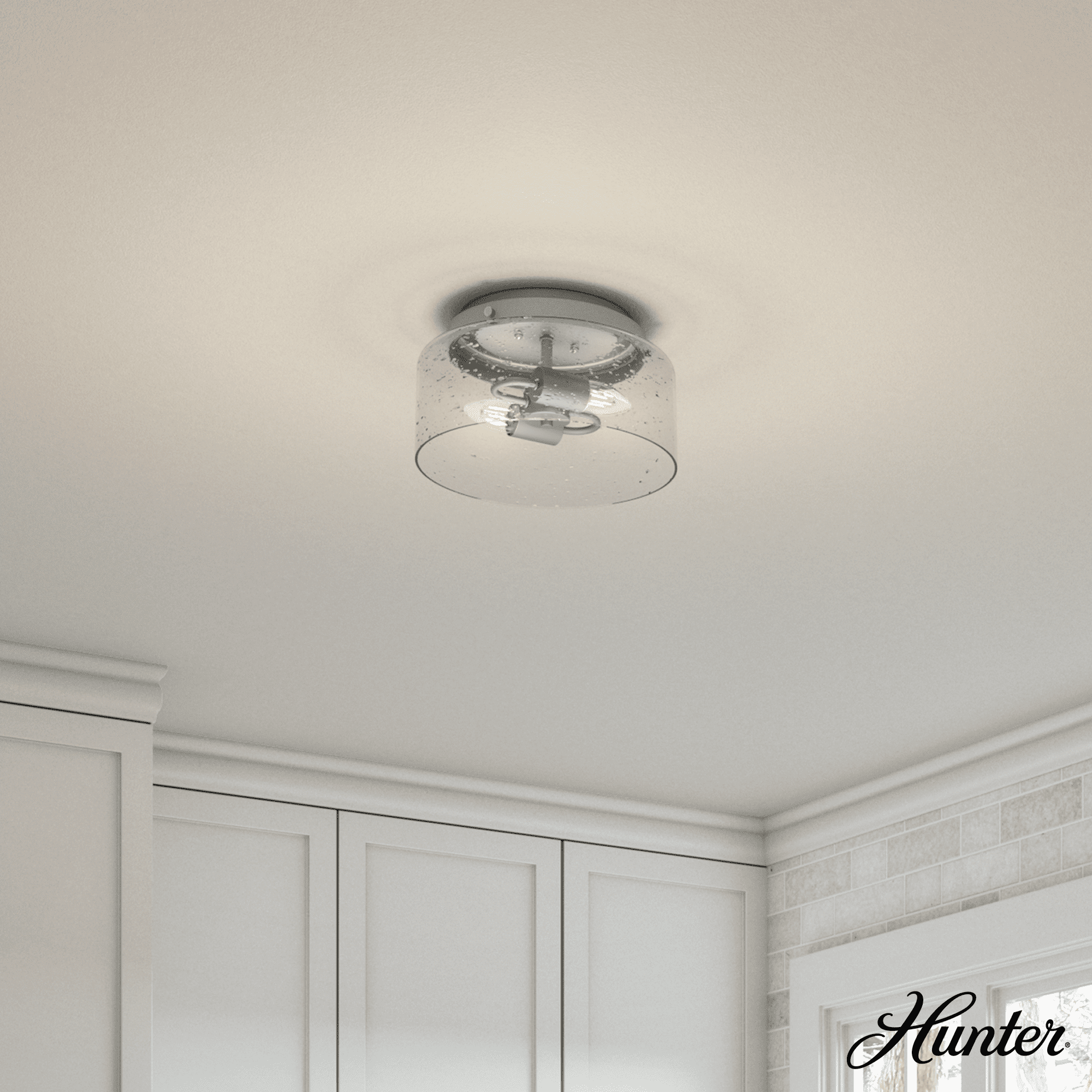 Hartland Classic Seeded Glass 11.5" LED Flush Mount in Matte Silver