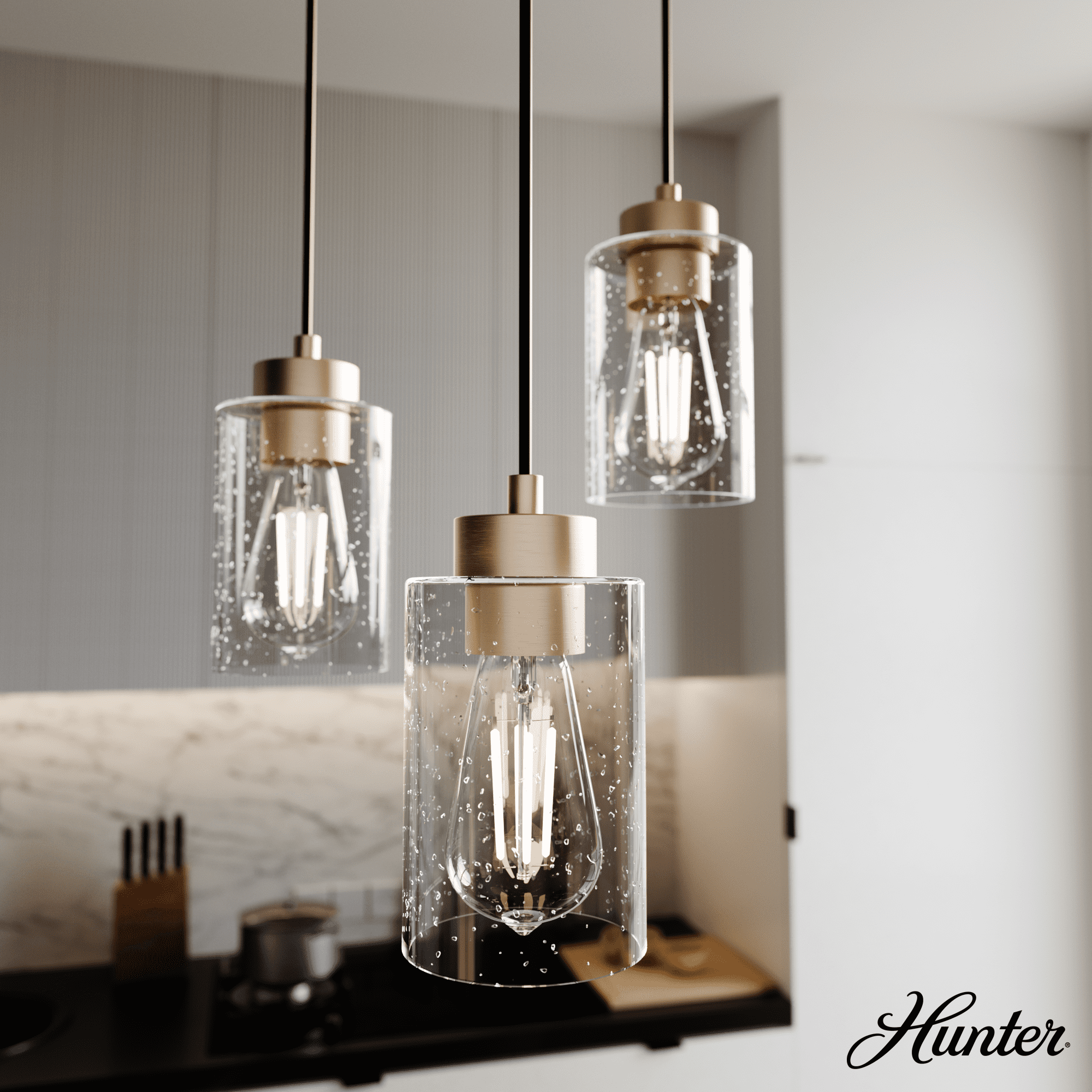 Alturas Gold 3-Light Seeded Glass Cluster Pendant