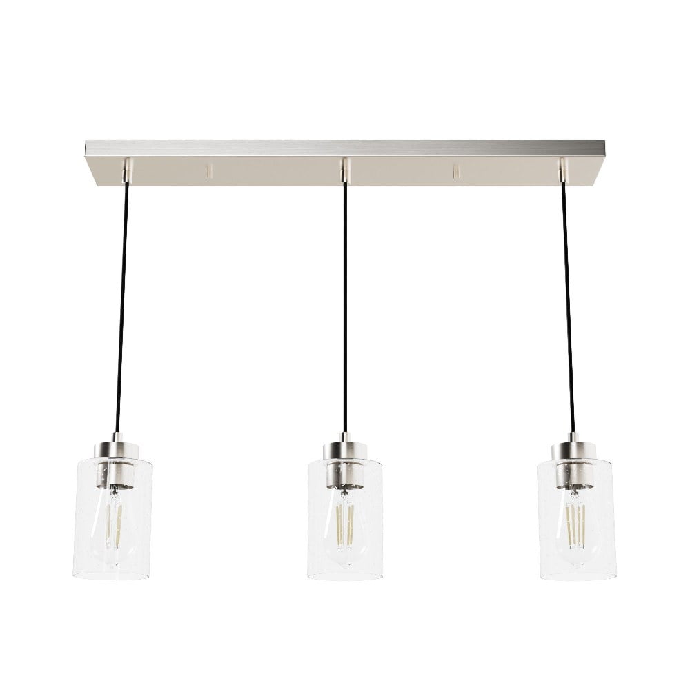Hartland Seeded Glass 3-Light Brushed Nickel Linear Pendant