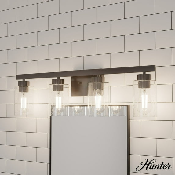 Hunter - Hartland 4-light Noble Bronze, Medium Size Vanity Light, Dimmable, Transitional Style, for Bedrooms, Dining, Living Rooms - 13082