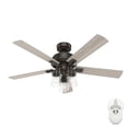 thumbnail image 1 of Hunter 52 inch Indoor Ceiling Fan with LED Lights and Remote Control - Bronze Ceiling Fan, Standard Mount, 5 Blades, For Bedroom, Living Room, or Kitchen, Quiet - Hartland 51854, Noble Bronze, 1 of 14
