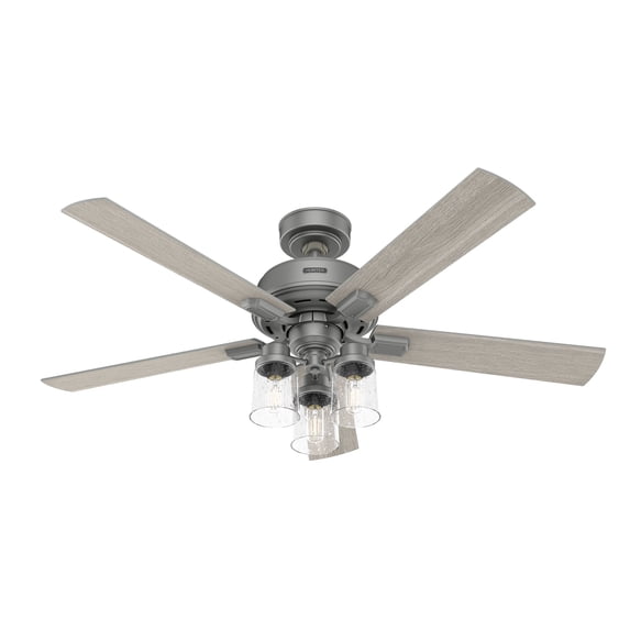 Hunter Fans 52" Hartland Lighted Ceiling Fan Matte Silver Finish with Integrated LED and Handheld Control
