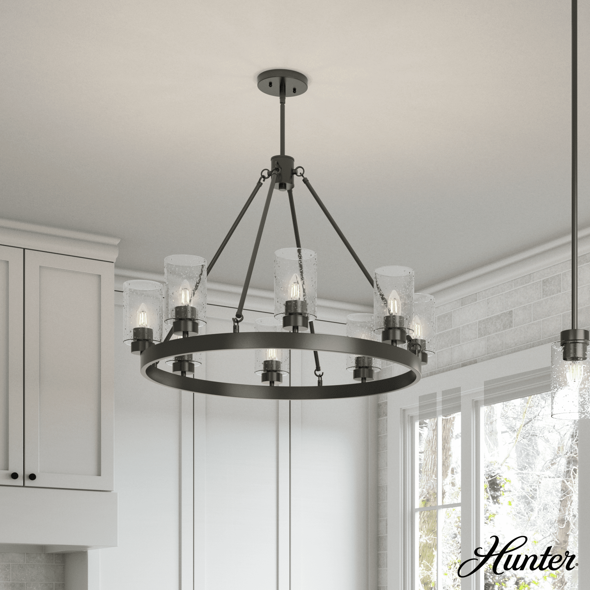 Hartland 32" Bronze Drum 8-Light Chandelier