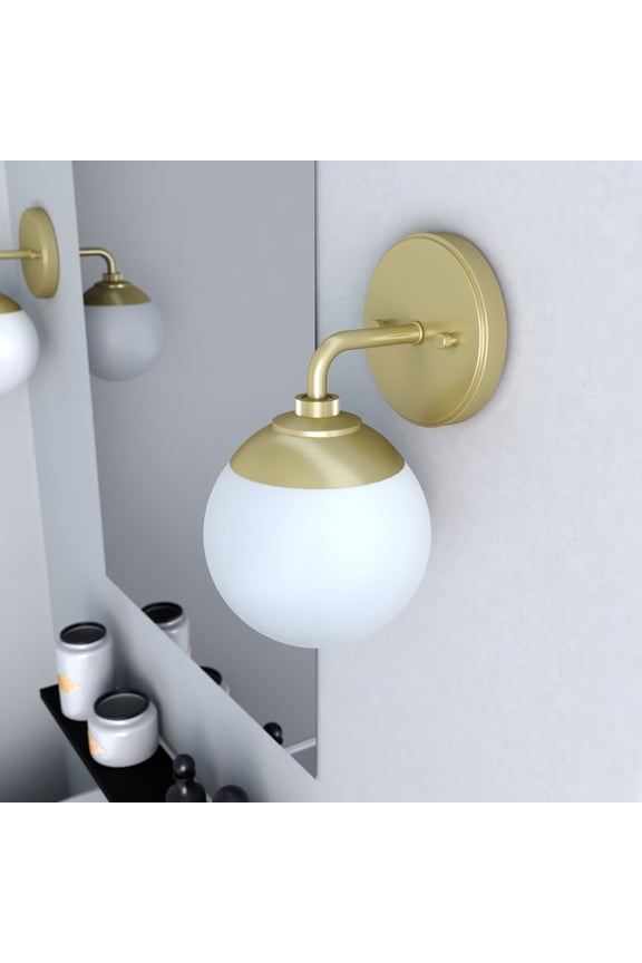 - Hepburn 1-light Modern Brass, Small Sconce Light, Dimmable, Modern Style, for Bedrooms, Dining, Living Rooms - 19175