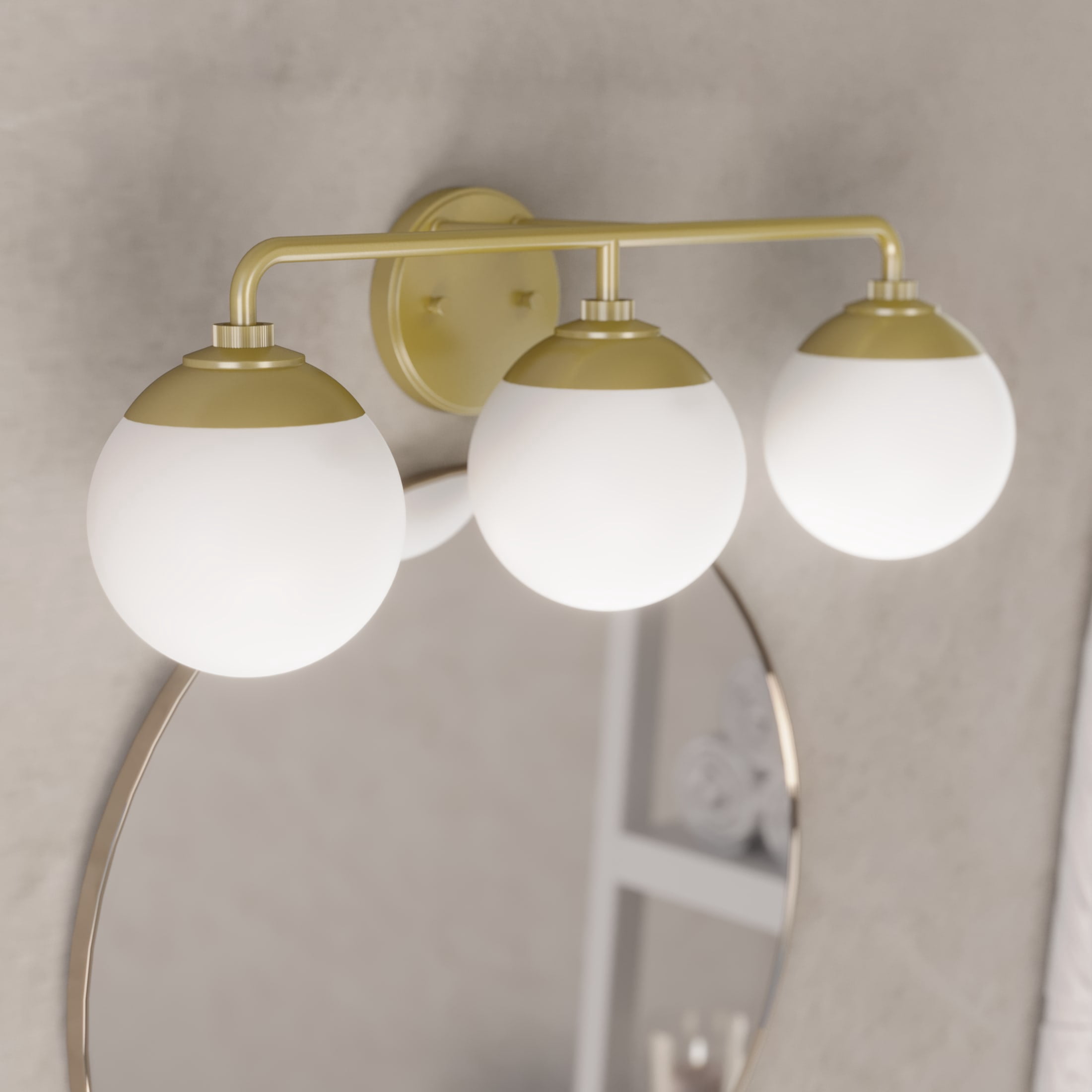 Hunter - Hepburn 3-light Modern Brass, Medium Size Vanity Light, Dimmable, Modern Style, for Bedrooms, Dining, Living Rooms - 19177