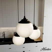 Hunter - Hepburn 3-light Matte Black, Medium Size Cluster Light, Dimmable, Mid Century Modern Style, Round Shaped, for Bedrooms, Dining, Living Rooms - 19757