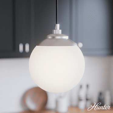 Hunter - Hepburn 3-light Brushed Nickel, Large Cluster Light, Dimmable, Mid Century Modern Style, Linear Shaped, for Bedrooms, Kitchens, Dining, Living Rooms - 19799