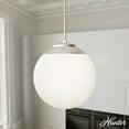 thumbnail image 1 of Hunter - Hepburn 3-light Brushed Nickel, Medium Size Pendant Light, Dimmable, Mid Century Modern Style, Globe Shaped, for Bedrooms, Dining, Living Rooms - 19851, 1 of 7
