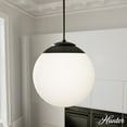 thumbnail image 1 of Hunter - Hepburn 3-light Matte Black, Medium Size Pendant Light, Dimmable, Mid Century Modern Style, Globe Shaped, for Bedrooms, Dining, Living Rooms - 19852, 1 of 7