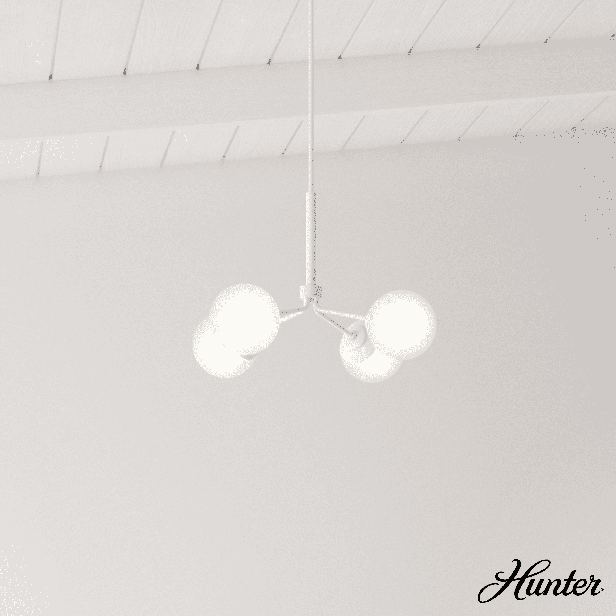 Matte White 4-Light Sputnik Chandelier with Glass Globes