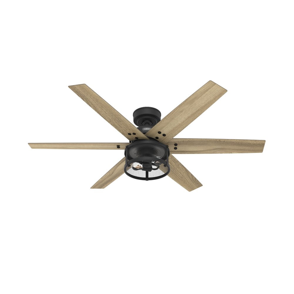Houston 52" Matte Black 6-Blade Ceiling Fan with LED Lighting & Remote