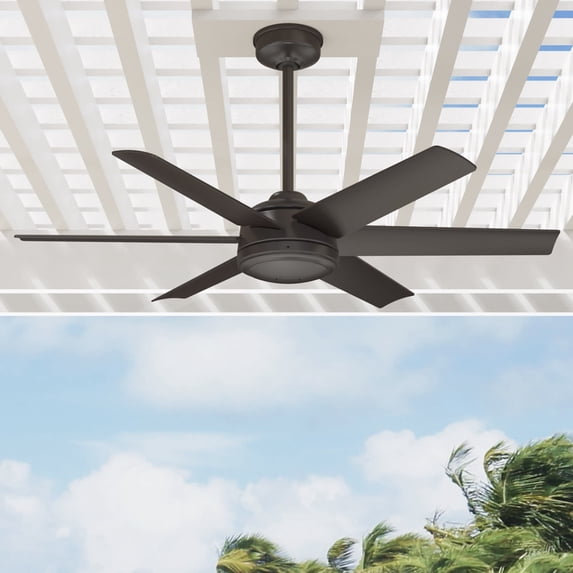 Hunter 52 inch Outdoor or Indoor Ceiling Fan No Light - Bronze Ceiling Fan without Light, For Patio, Porch, Garage, or Living Room, Standard Mount, 6 Blades, Wall Control - Jetty 51203, Noble Bronze