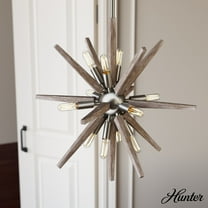 Hunter - Jupiter Star 12-light Brushed Nickel, Medium Size Pendant Light, Dimmable, Mid Century Modern Style, Sputnik Shaped, for Bedrooms, Dining, Living Rooms - 19340